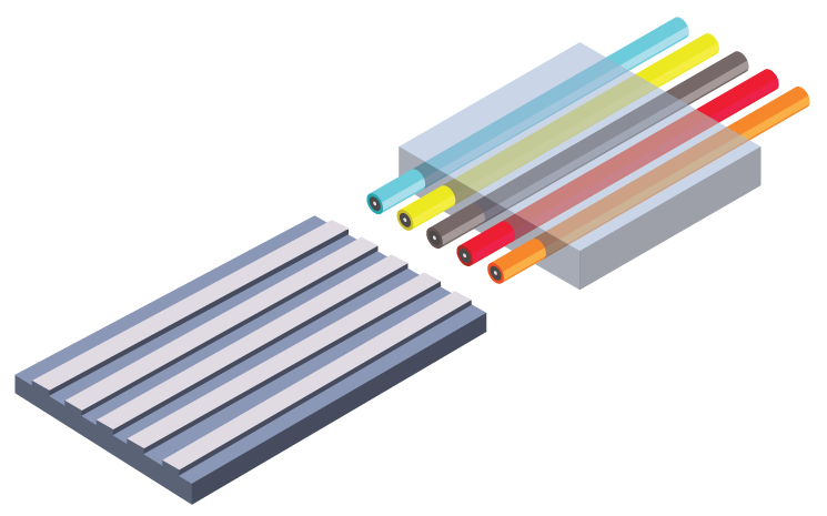 Fiber Array aligned with planar waveguide
