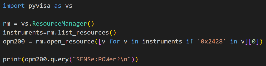 code for getting power from Power meter instrument